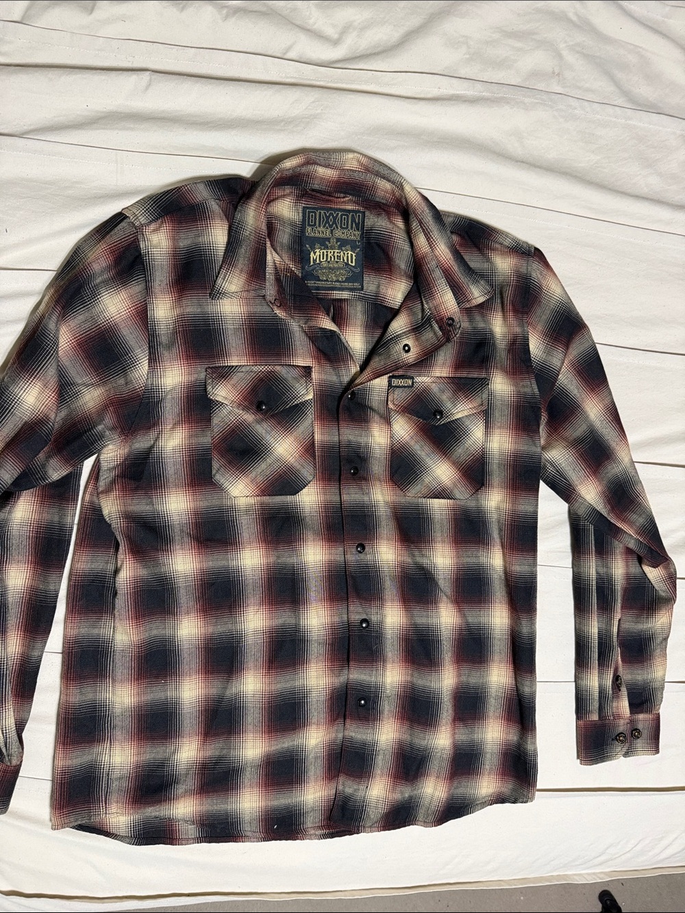 DIXXON Black, Red and Cream Plaid Button-Down Shirt